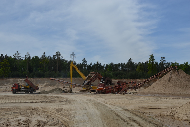 forest, earth mover, plant, restoration, outdoors, construction industry, extraction, gravel, reclamation, nature, machinery, tree, pískovna, construction site