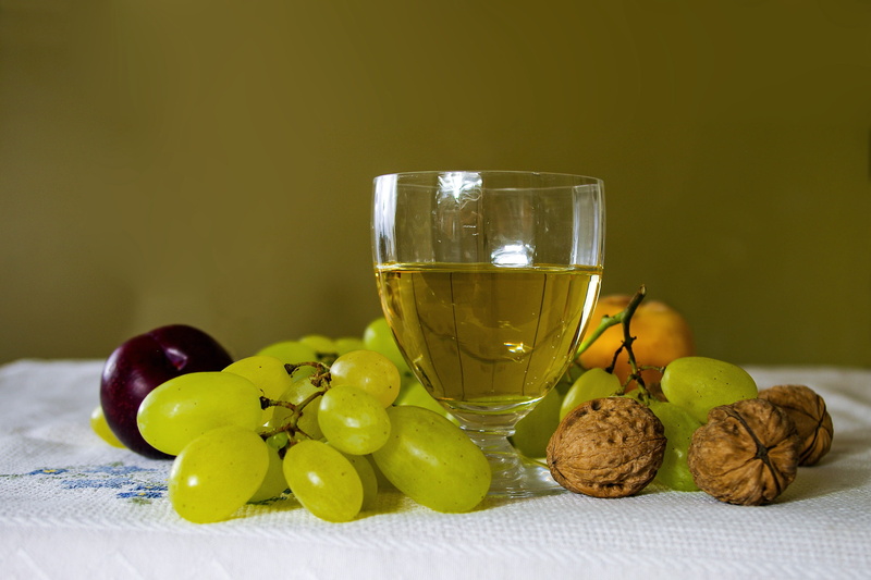 composition, crockery, autumn fruits, table, walnuts, drinking glass, close-up, refreshment, fruit, olive tree, plums, 2K, wine, studio shot, olive, healthy eating