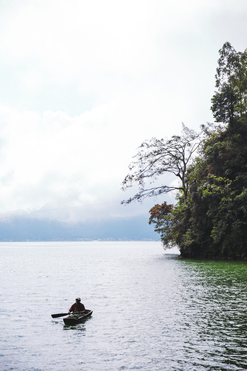 grass, view, bushes, sky, fishing, summer, mode of transportation, waves, nature, rocky, countryside, cloud - sky, floating, man, waterfront, lagoon, plant