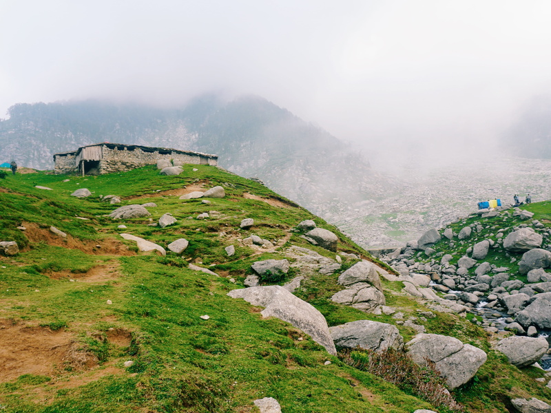 rock, hilltop, outdoors, shack, scenics - nature, mist, land, tranquility, ancient civilization, environment, nature, india, stones, moss, rock - object