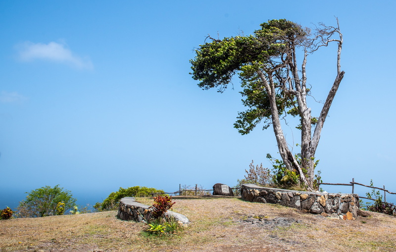 beauty in nature, landscape, tree, day, sky, hilltop, bequia, no people, monument, 4K, plant, tranquil scene, tranquility, blue, sunlight, field, non-urban scene