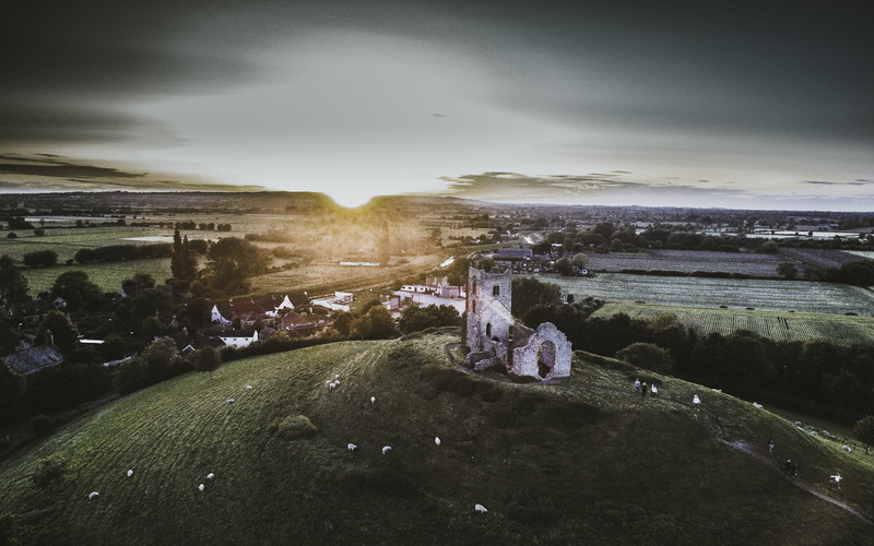 travel, field, sky, moody, tranquil, tranquility, building exterior, water, aerial, sunset, 4K, concrete, outdoors, plant, skyline, eye, landscape, hill