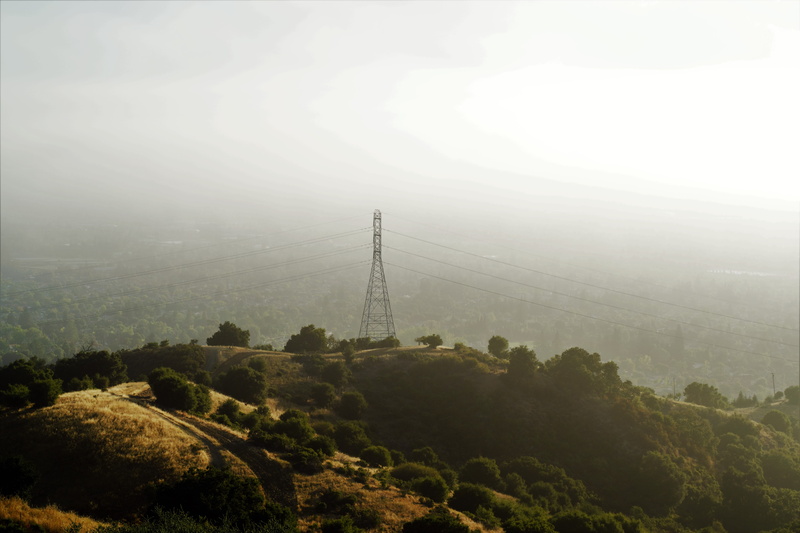 tree, power, green, electric, power line, tower, mountain, gray, outdoors, electric tower, metal, trees, 5K, cable, plant, shrubbery, tranquil scene, beauty in nature