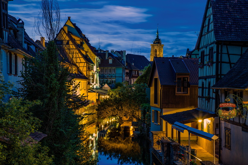 architecture, the evening, sky, travel, old, Alsace, building, multi Colored, plant, urban Scene, houses, no people, street, travel Destinations, famous Place