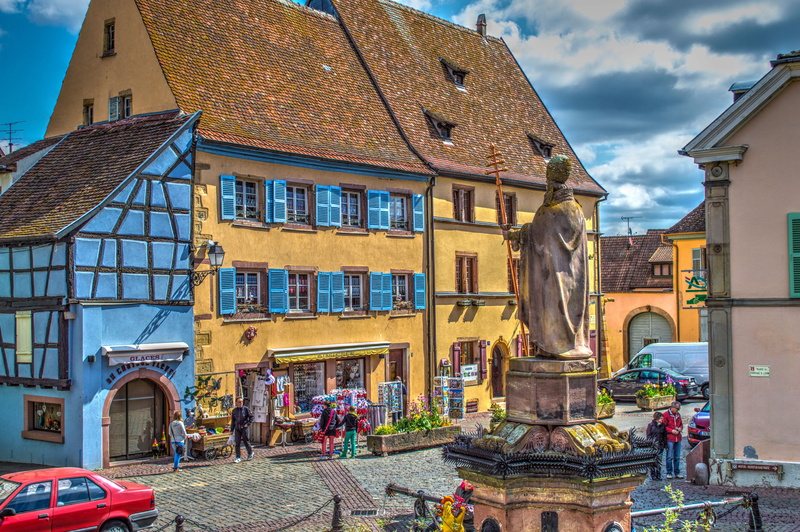building exterior, architecture, motor vehicle, incidental people, town, street, 5K, Alsace, city, car, Old Town, building, outdoors, transportation, photo filter