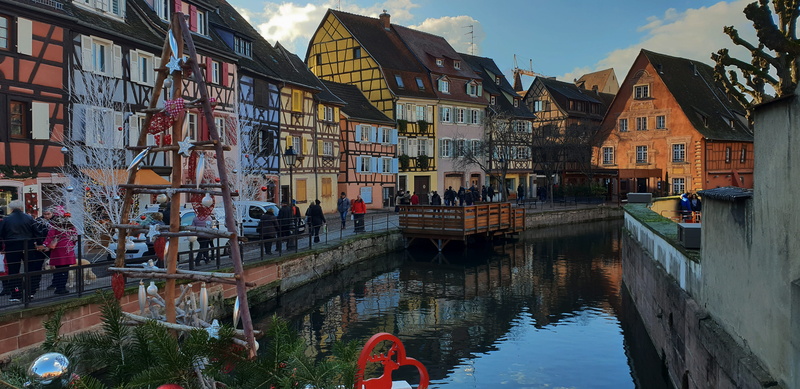 residential district, built structure, day, transportation, noel, sky, christmas, city, colmar, water, row house, building exterior, architecture, house