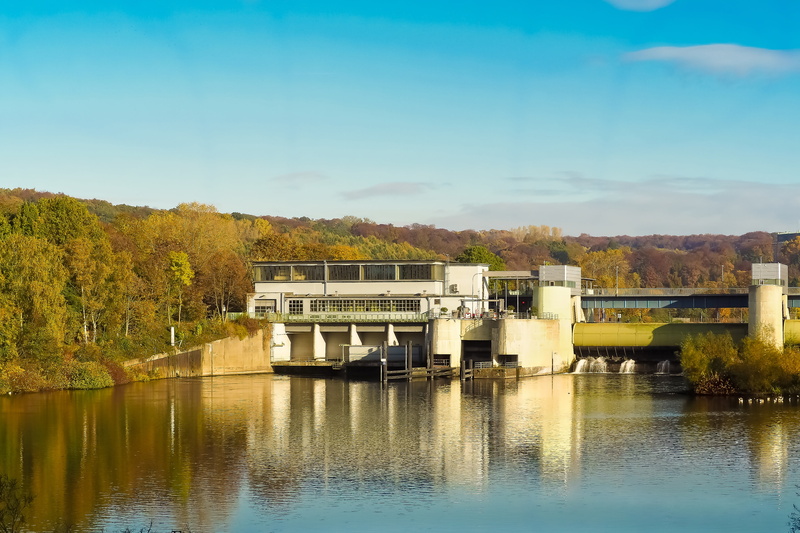 fuel and power generation, weir, idyll, more, 4K, electricity, baldeneysee, lake, fall foliage, beauty in nature, mood, excursion day, hike, technology