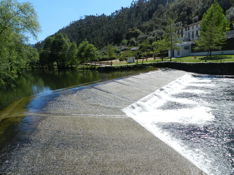 scenics - nature, weir, motion, no people, tranquility, water, 1080P, architecture, flowing water, nature, sunlight, mountain, day, growth, plant, tree