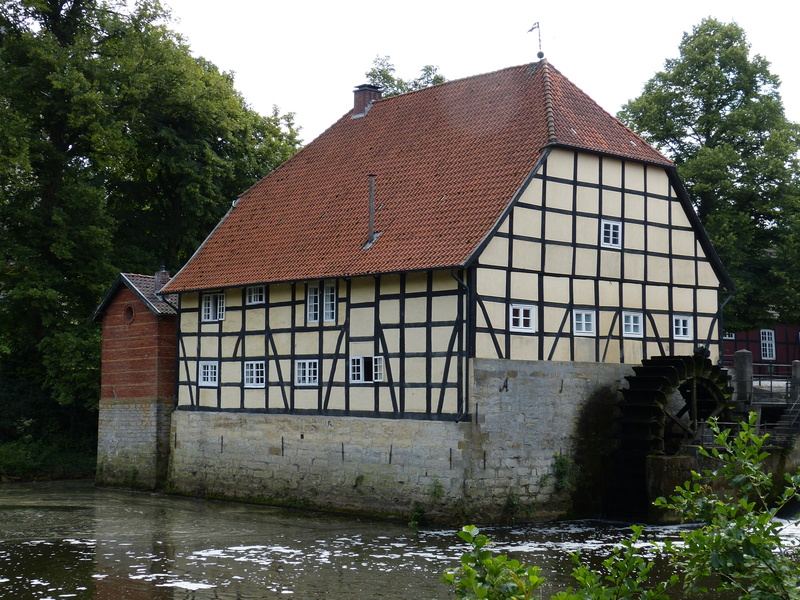 nature, rheda-wiedenbrück, water, water power, energy, plant, waterwheel, architecture, water mill, weir, historically, day, clear sky, mill wheel, 4K