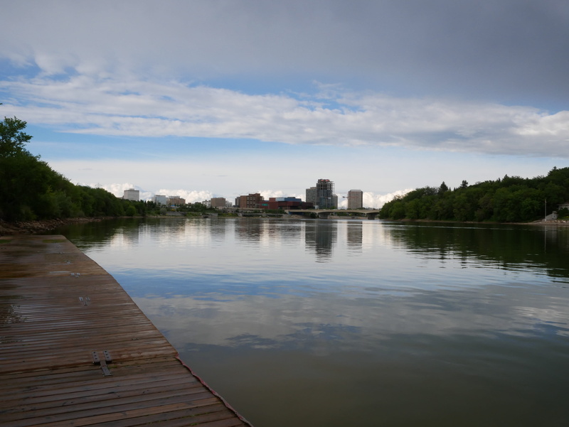 tranquil scene, nature, waterfront, cloud - sky, no people, saskatoon, building exterior, water, city skyline, beauty in nature, skyline, sky, day, tranquility