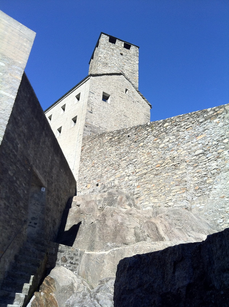 sky, sunlight, building, clear sky, travel destinations, low angle view, no people, europe, famous Place, middle ages, day, switzerland, fortress, old