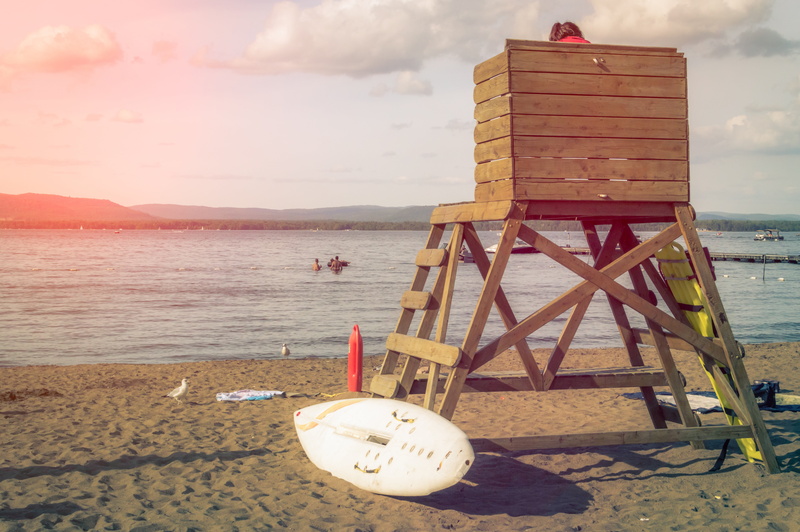 protection, tower, tranquil scene, sea, mountain, vacations, wood - material, tranquility, sitting, guard, lifeguard hut, wooden, beauty in nature, coast