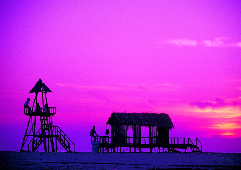 pink, no people, 2K, coastline, land, sunset, sea, pink color, nature, purple, architecture, outdoors, building exterior, summer, hut, vacations, sky