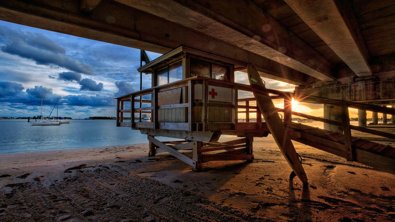 life, boats, boardwalk, nature and landscapes, 1080P, beach, guard, station