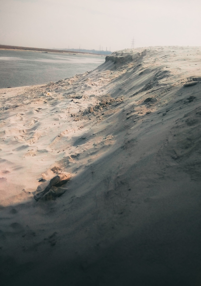sky, lights, soil, dune, nature, desert, landscape, uttar pradesh, brown, ganga, water, beach, body, beauty in nature, white, near, tranquility, tranquil scene