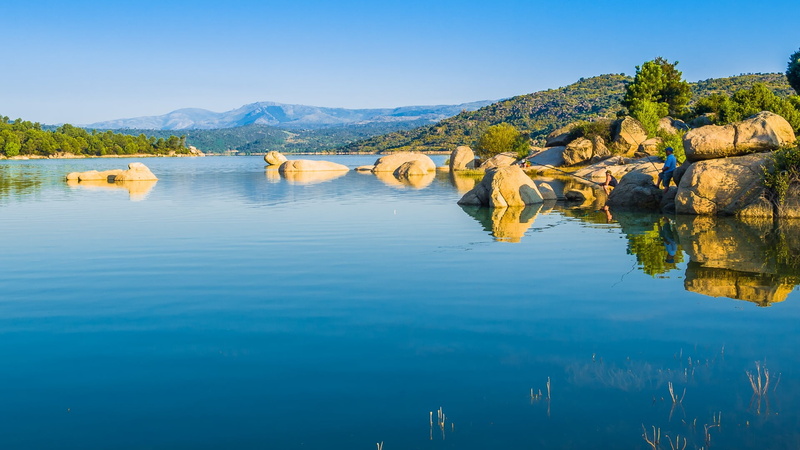 1080P, idyllic, fishing, reflection, environment, nature, outdoors, avila, rural, lake, landscape, tranquil scene, blue, no people, scenics, mountain