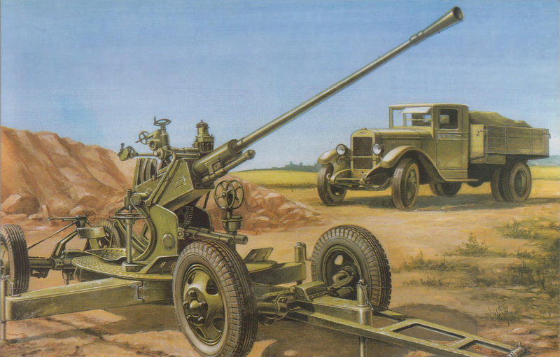 Soviet, ZIS-5, automatic, " techtone", position, car, art, 2K, gun, figure, The great Patriotic war, 37-mm Soviet, cargo, anti-aircraft, model 1939 (61-K