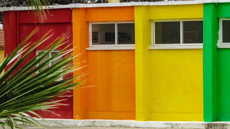 school, building, green color, no people, entrance, house, plant, 4K, cyprus, nature, multi colored, pyla, colours, yellow, glass - material, building exterior