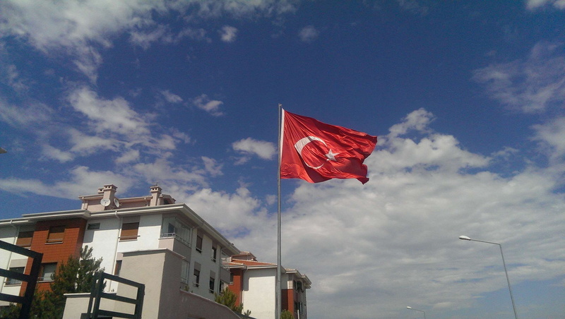 turkish, wind, no people, pole, low angle view, architecture, blue, as al sancak, turkey, pride, red, flag, patriotism, sky, nature, outdoors, building exterior