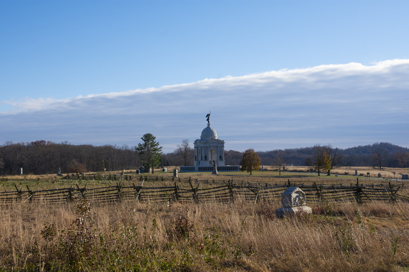 religion, history, gettysburg, park, building, civil war, building exterior, army, memorial, travel destinations, place of worship, tree, battlefield, pennsylvania monument
