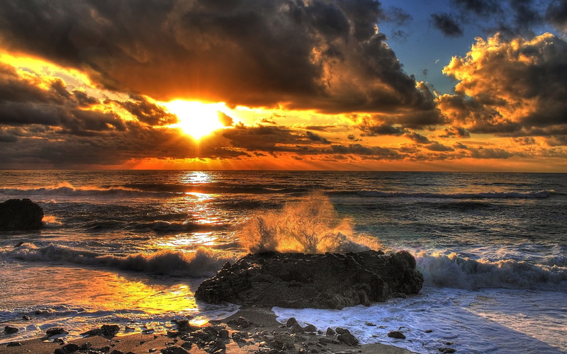 nature, 1080P, coast, landscape, HDR, overcast, sea