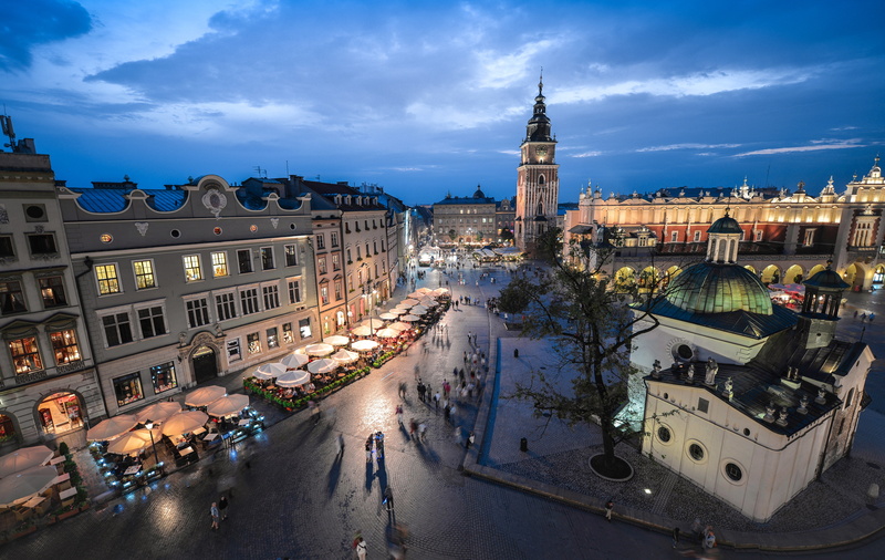 the sky, panorama, area, 5K, Poland, Krakow, Evening, street, night, Houses