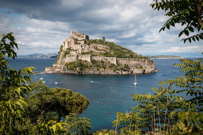 Gulf of naples, Volcanic Rock, Castles, Sea, 1080P, Ischia, Aragonese Castle, Castle, Italy