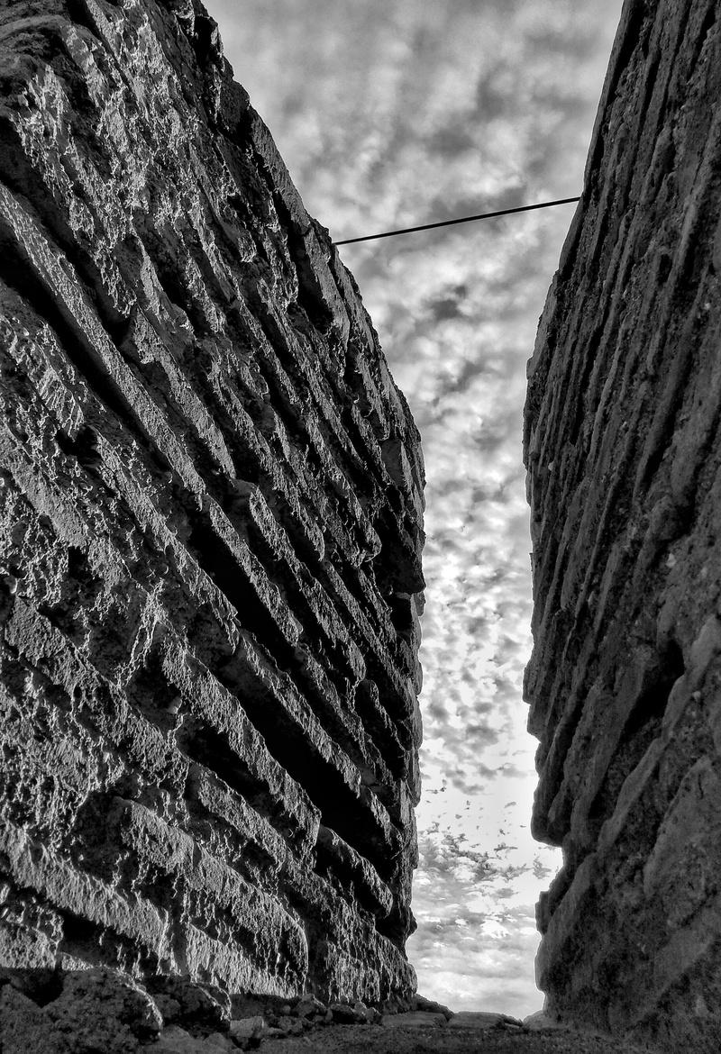 murcia, clouds, landmark, building exterior, pattern, built structure, focus on foreground, sky, fort wall, charles iii rampart, fort, abandoned, nature