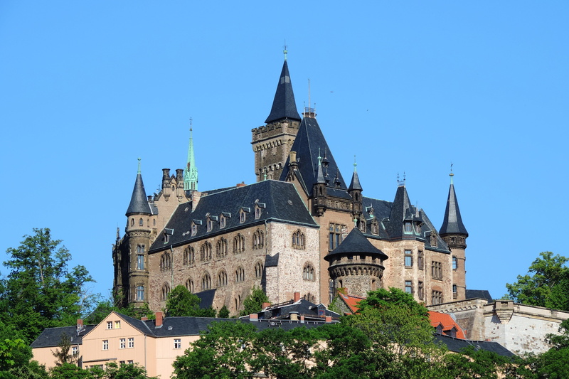castle, tower, 4K, gothic style, architecture, built structure, the past, blue, spirituality, building, wernigerode, religion, no people, belief, nature