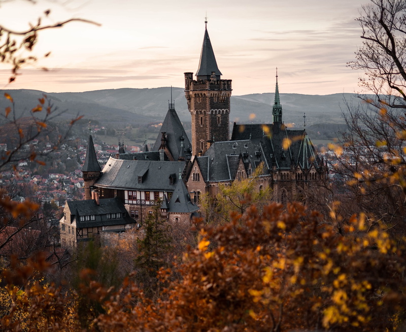 2K, the city, autumn, landscape, Germany, mountains, home, Wernigerode, castle, nature