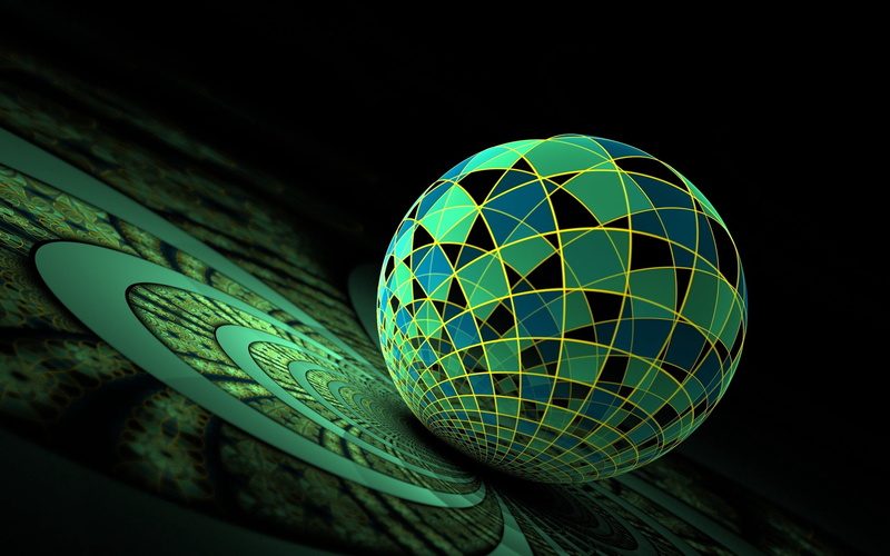 digitally Generated Image, single object, technology, close-up, green, vibrant Color, indoors, no people, three-dimensional Shape, blue, space, shiny, green color