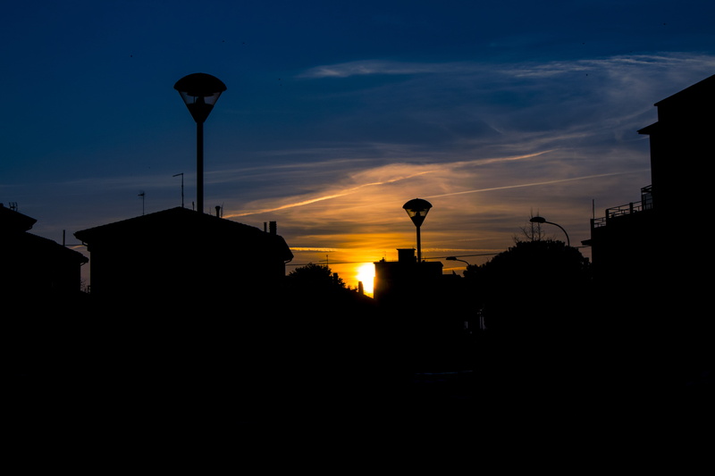 water conservation, architecture, building, lighting equipment, italy, street, outdoors, sun, pesaro, city, water tower - storage tank, no people, street light