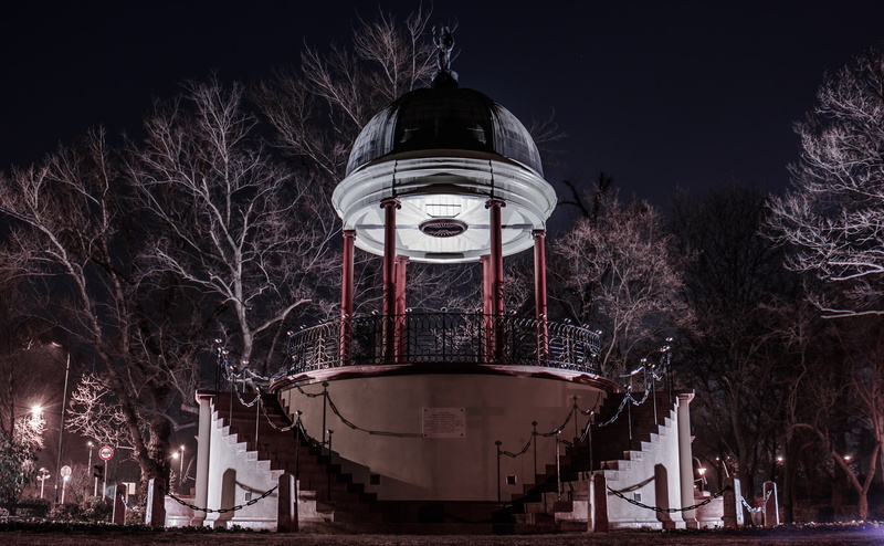 no people, illuminated, Europe, clear sky, tower, plant, low angle view, Hungary, built structure, water tower - storage tank, night, tree, 4K, cold temperature