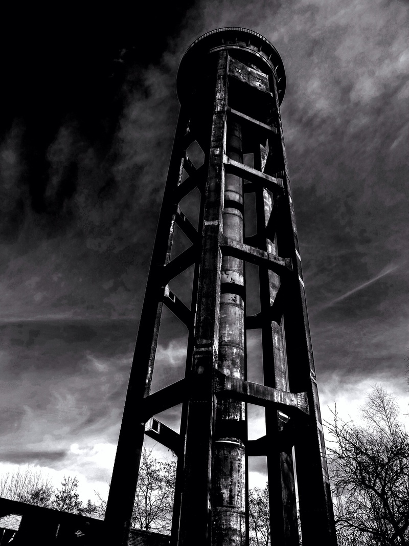 tall - high, 2K, operating structure, cloud - sky, tower, obsolete, low angle view, ailing, old water tower, water storage, architecture, nature, dusk