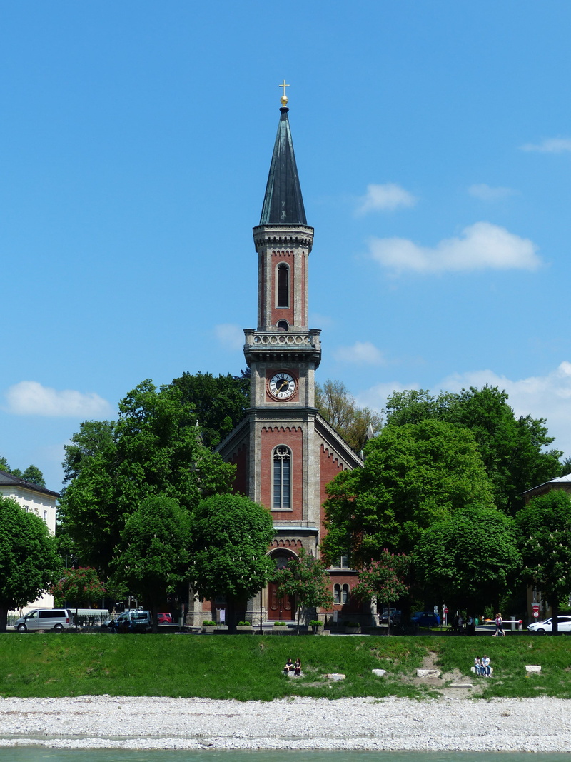 belief, bell floor, travel destinations, outdoors, spire, plant, courthouse, day, balcony, protestant, salzburg, cloud - sky, spirituality, evangelische christuskirche