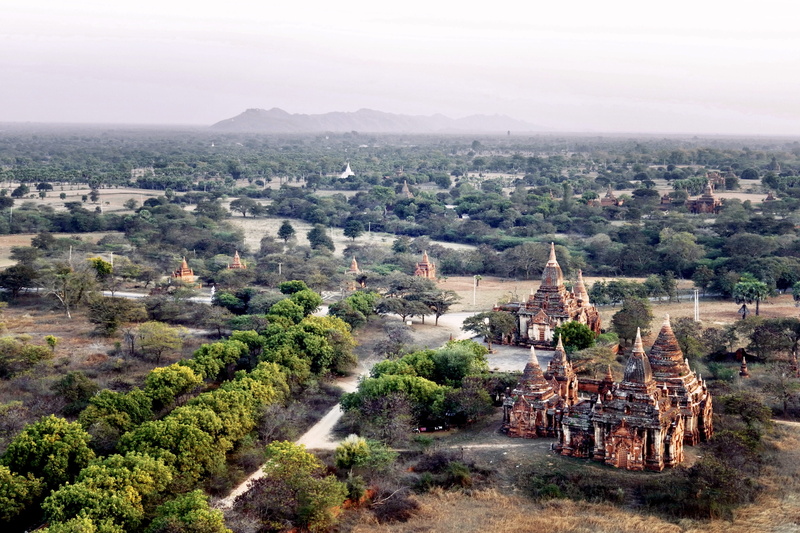 history, the past, built structure, place of worship, no people, nature, ancient, day, 4K, travel destinations, aerial view, city, building, plant, view in the watchtower of aureum palace hotel and resort bagan