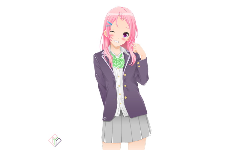 indoors, gamers!, lifestyles, representation, copy space, standing, women, holding, front view, studio shot, smiling, cut out, Anime: Gamers!, one person