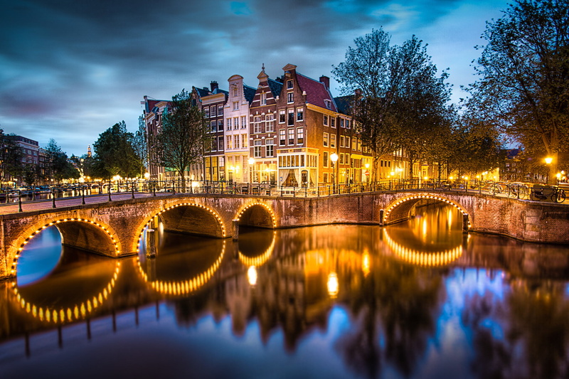 no people, street, reflection, clouds, architecture, tree, Netherlands, cityscape, trees, building Exterior, the sky, urban Scene, outdoors, the city, travel Destinations