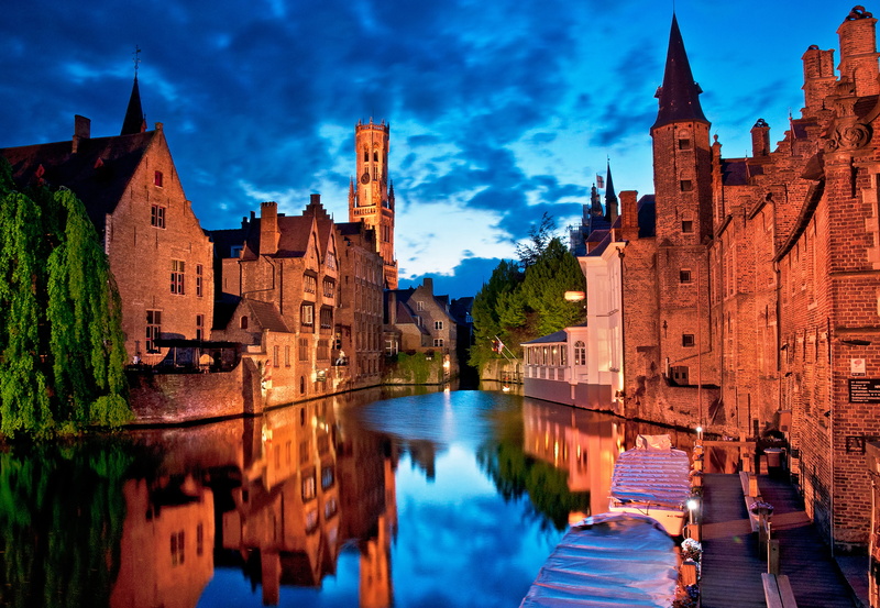 town, fort, benelux, reflection, urban Scene, famous Place, bridge - Man Made Structure, tower, belgium, sky, illuminated, lights, city, 5K, travel, water
