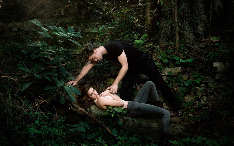 growth, forest, woodland, nature, land, plant, lifestyles, plant part, young women, Movie, teenager, Robert Pattinson, leisure activity, real people, full length