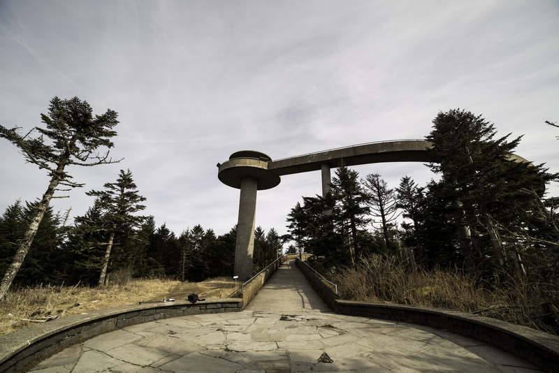 architecture, footpath, road, tower, clouds, mountains, built structure, Great Smoky Mountains National Park, direction, no people, photos, dome, diminishing perspective
