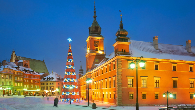 Holidays, old, warsaw, city, poland, 2K, square, castle