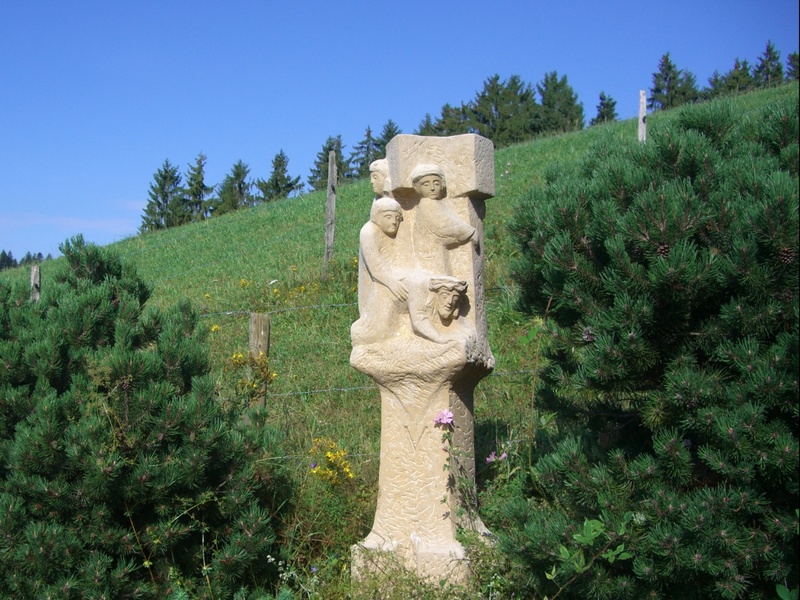 statue, sepp jacob, sculptor, beauty in nature, stone, chiseled, plant, nature, human representation, outdoors, green color, passion, 1080P, rock carving
