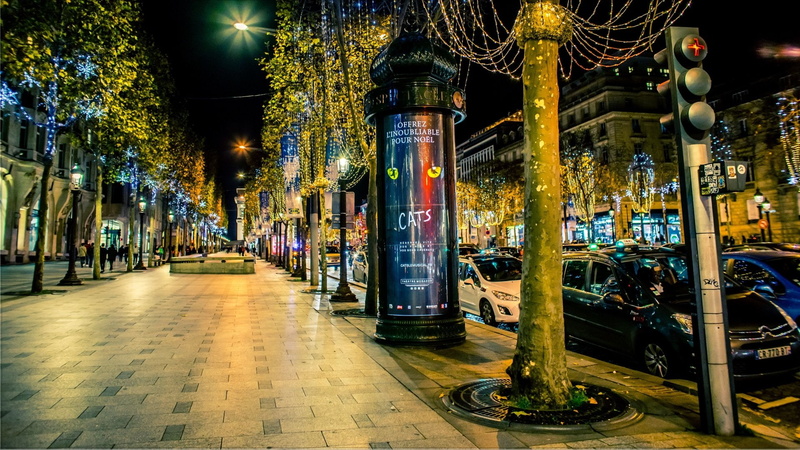 Light, Path, Boulevard, France, Paris, 1080P, Night, Cities