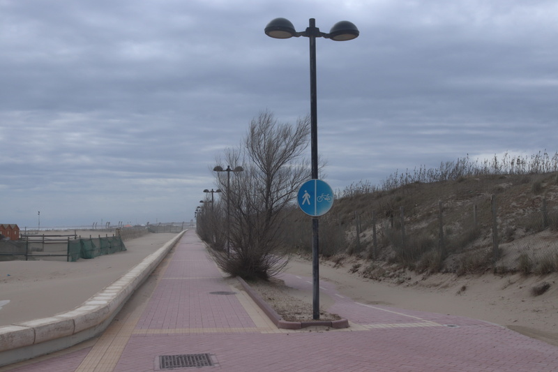 highway, rosolina, sidewalk, pavement, street light, cloud - sky, direction, symbol, lights, land, walkway, guidance, lamp post, road, tree, way, sea, lighting equipment