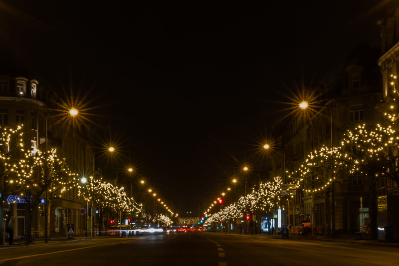 architecture, city street, avenue, city, outdoors, lighting equipment, illumination, 69 boulevard de la petrusse, luxembourg, lighting, transportation