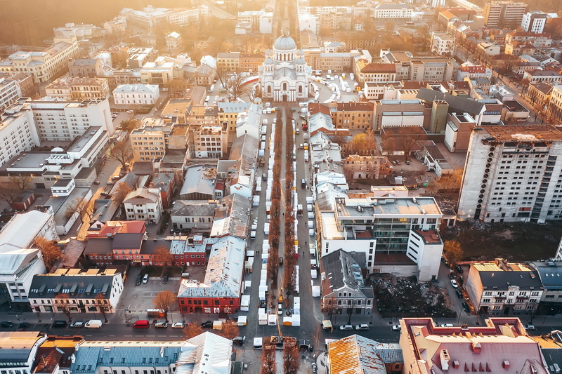 city, cityscape, aerial view, Kaunas, 1080P, Lithuania