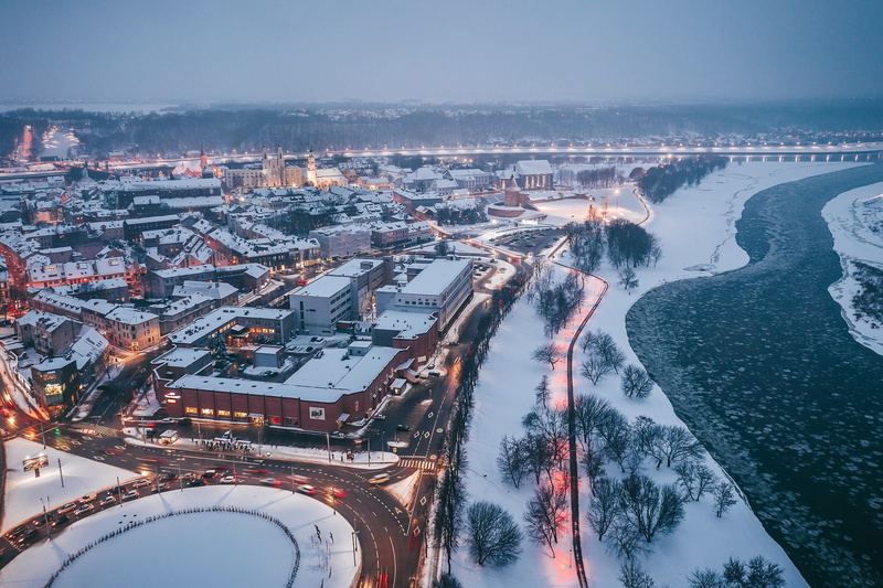 the city, Kaunas, Lithuania, 1080P