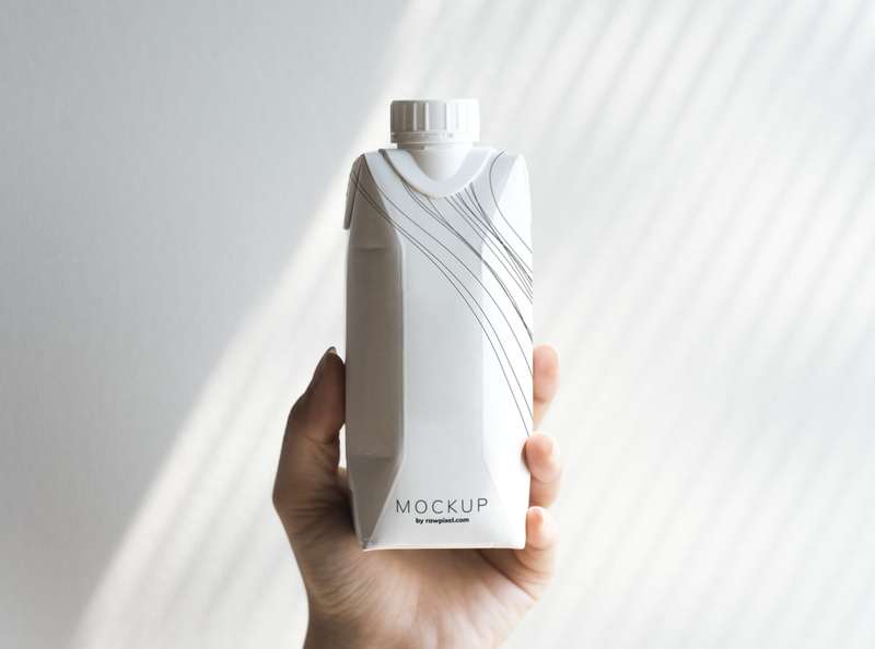 closed, mock up, disposable, carton, human body part, bottle, milk, product, simple, mockup, 4K, container, white color, blank, indoors, design, clean