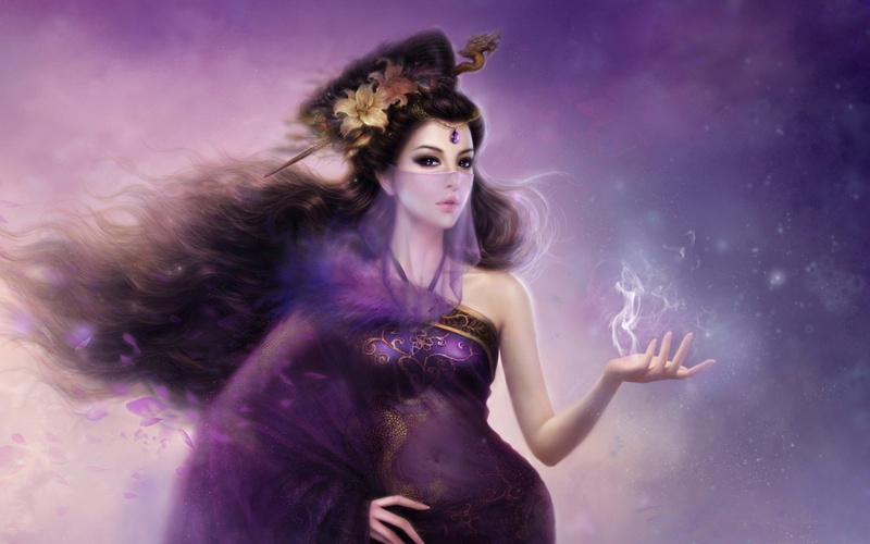 Fantasy, 1080P, Oriental, Purple, Girl, Veil